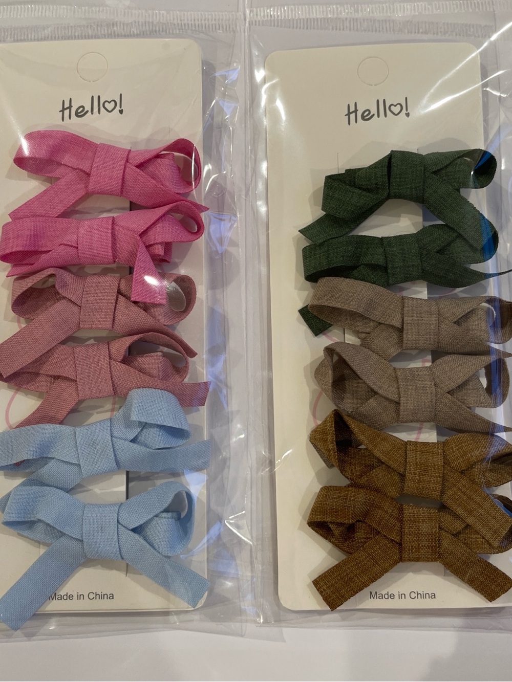 Kids Bow Hair Clips - Pink, Light Blue, Rose, Green, Brown, Tan Set